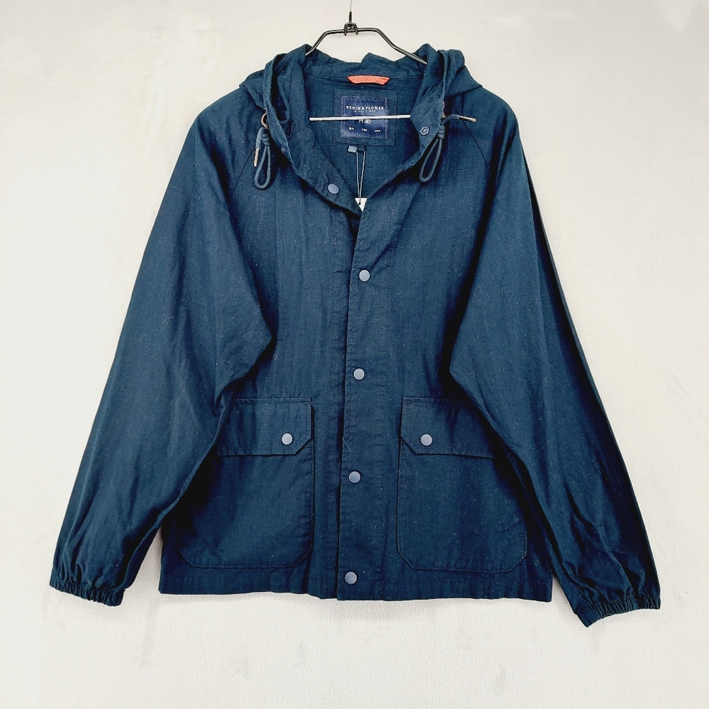 New Denim & Flower Ricky Singh Men’s Blue Snap Front Windbreaker Jacket P2203
